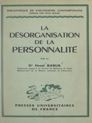 cover image of La désorganisation de la personnalité